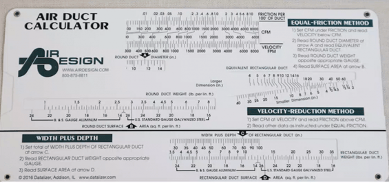 Air Duct calculator for HVAC ductwork design