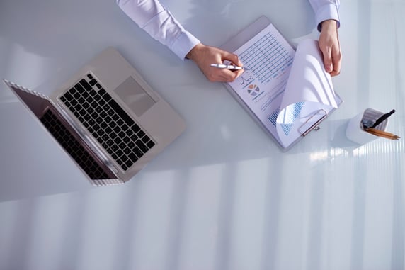 Stock photo_facility director checking air balance report